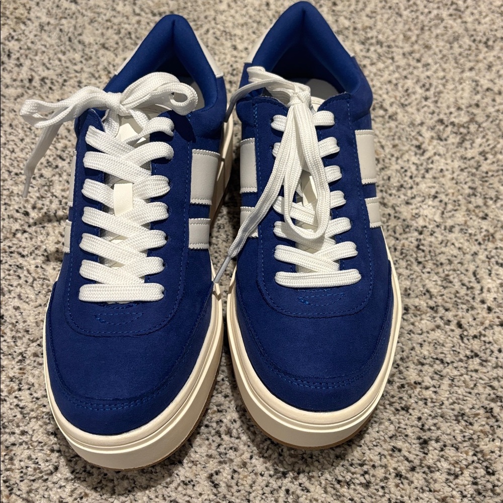 Madden Girl Royal Blue and White Platform Sneakers
